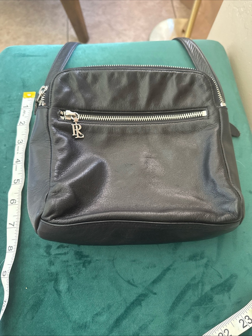 Ralph Lauren Vintage Black Leather Crossbody Bag with Silver Hardware - Picture 14 of 15